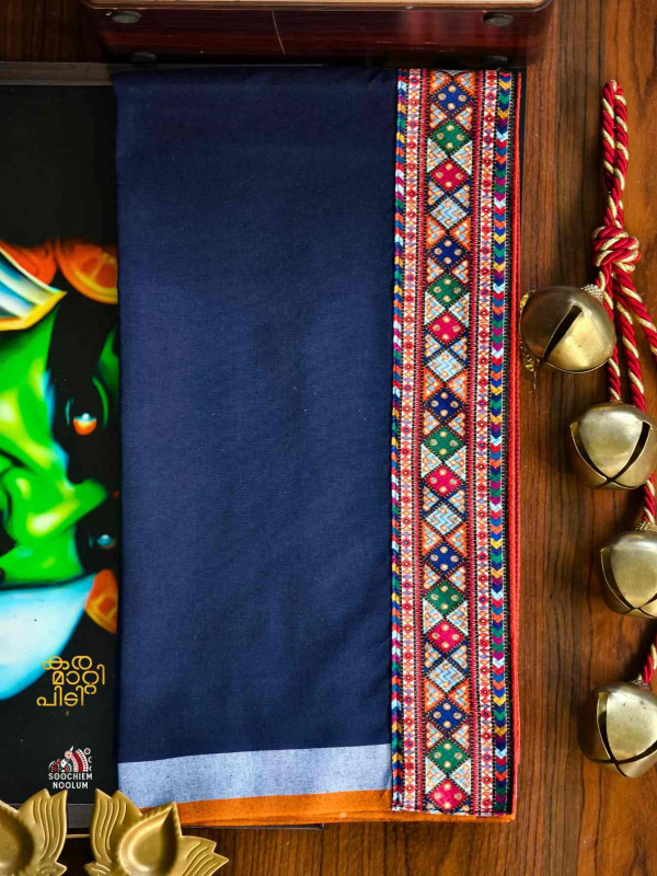 Navy Blue Limited Edition Cotton Dhoti[DHOTI000427]