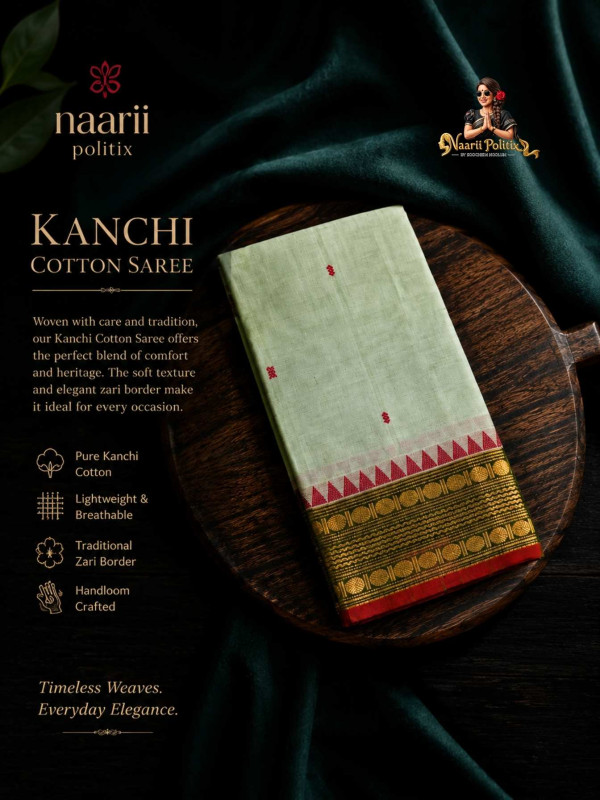 Premium Kanchi Cotton Saree - Pastel Mint Green[SAREE0000314]