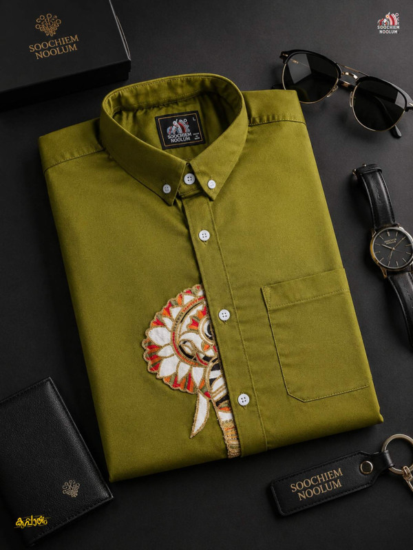 ELEPHANT EMBROIDERY HALF PATCH SHIRT