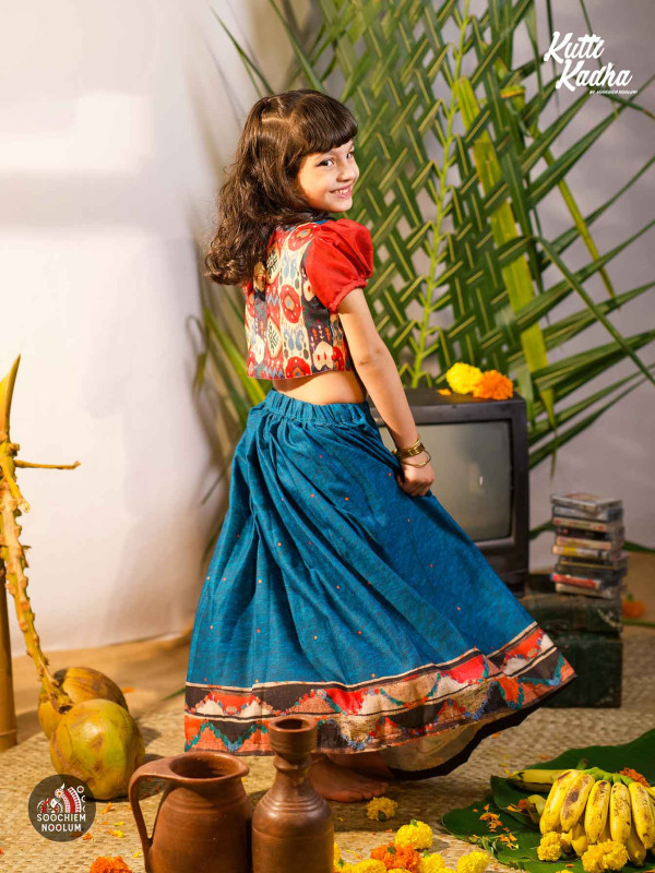 NIRAKKOOTT-  Ikat Skirt and Top for Girls