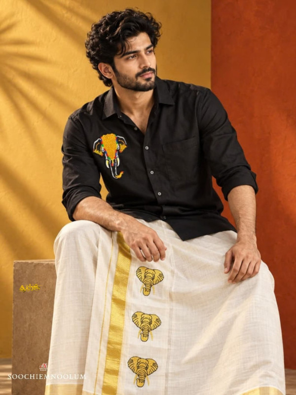 BLACK ELEPHANT EMBROIDERY PREMIUM SHIRT