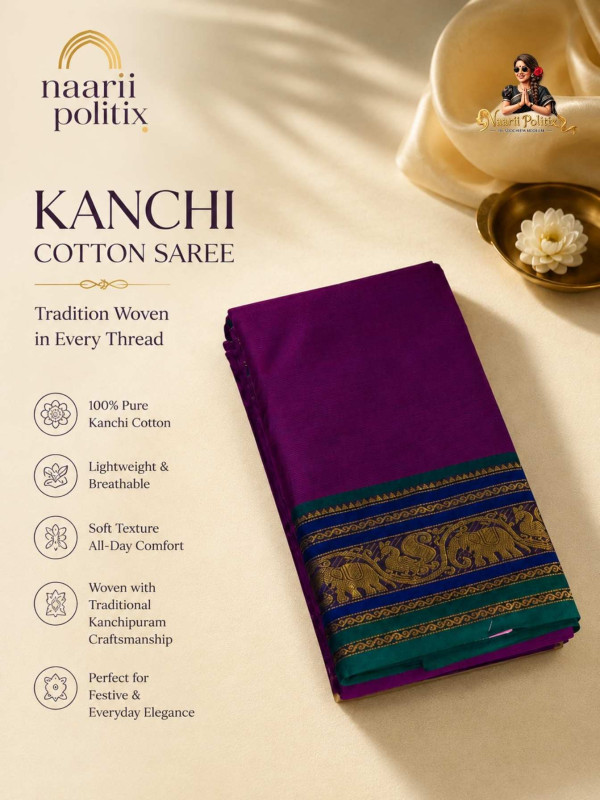 Premium Kanchi Cotton Saree -Royal Purple  [SAREE0000313]