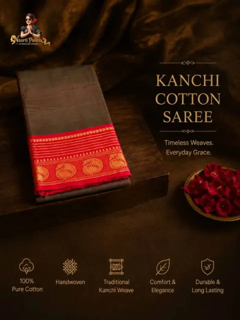 PREMIUM KANCHI COTTON SAREE - BROWN