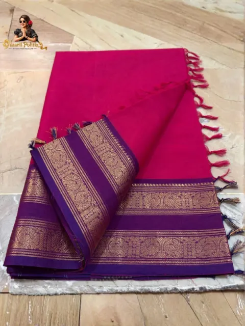 PREMIUM KANCHI COTTON SAREE  - DEEP MAGENTA